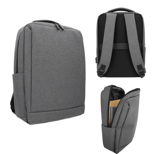 BL-081, Mochila de poliéster con 2 compartimentos, con espacio para laptop max. de 16 pulgadas, 5 organizadores internos, 1 bolsa lateral, 1 cintilla adaptable para maleta, entrada interna para baterí­a portátil y aux. (incluye cables), respaldo, asa y tirantes acojinados.